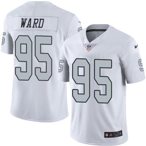 Nike Raiders #95 Jihad Ward White Men's Stitched NFL Limited Rush Jersey - Click Image to Close